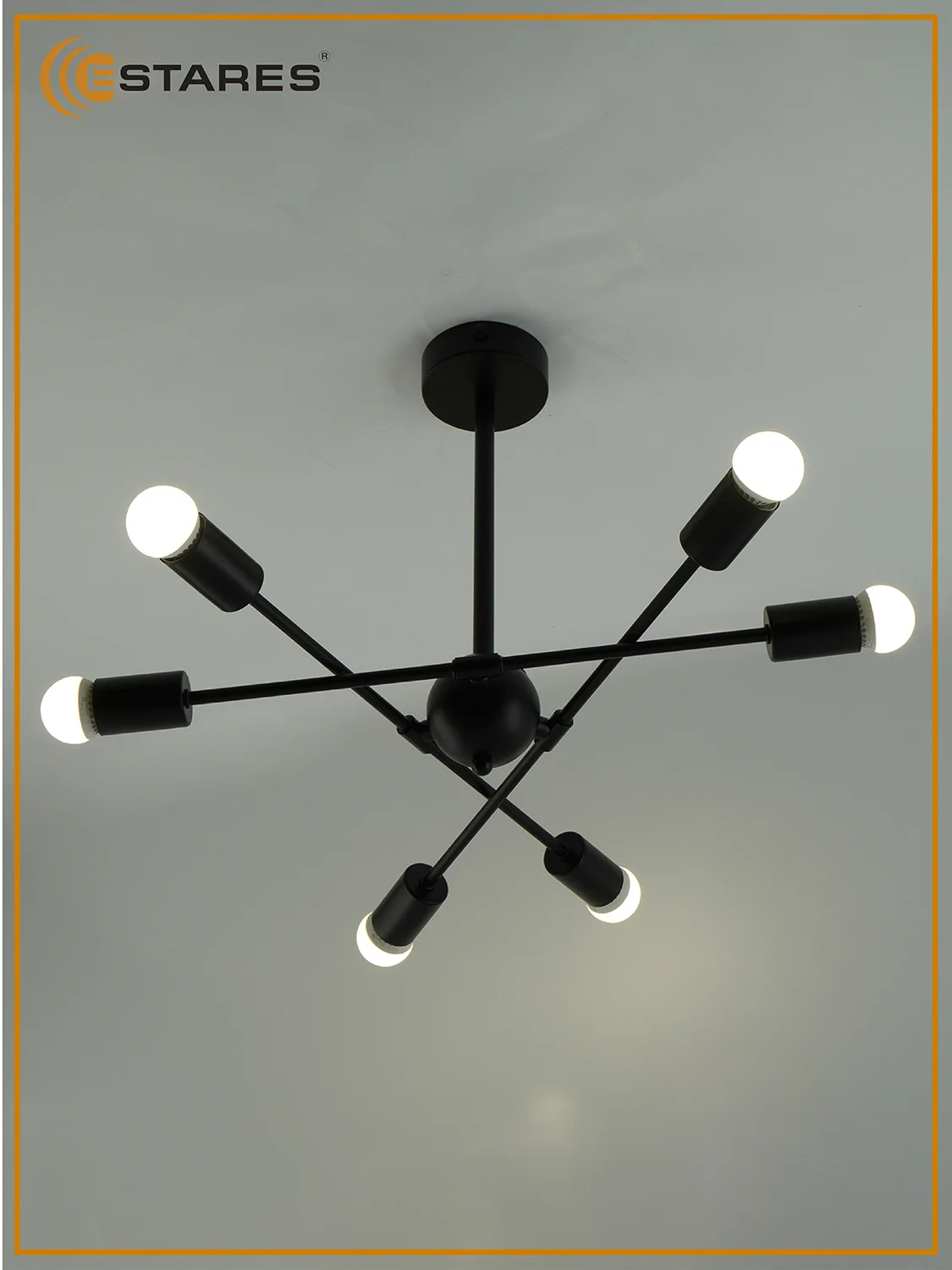 Люстра  потолочная  Estares  YORK 6xE27 R-510x380-BLACK-220-IP20