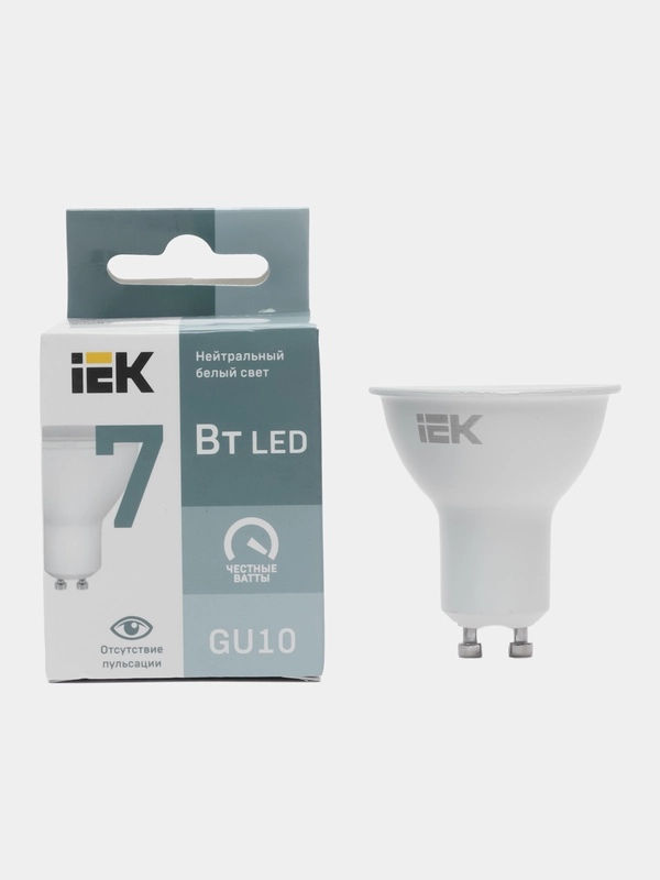 Лампа IEK LED PAR16, 7Вт, 230В, 4000К, GU10, софит