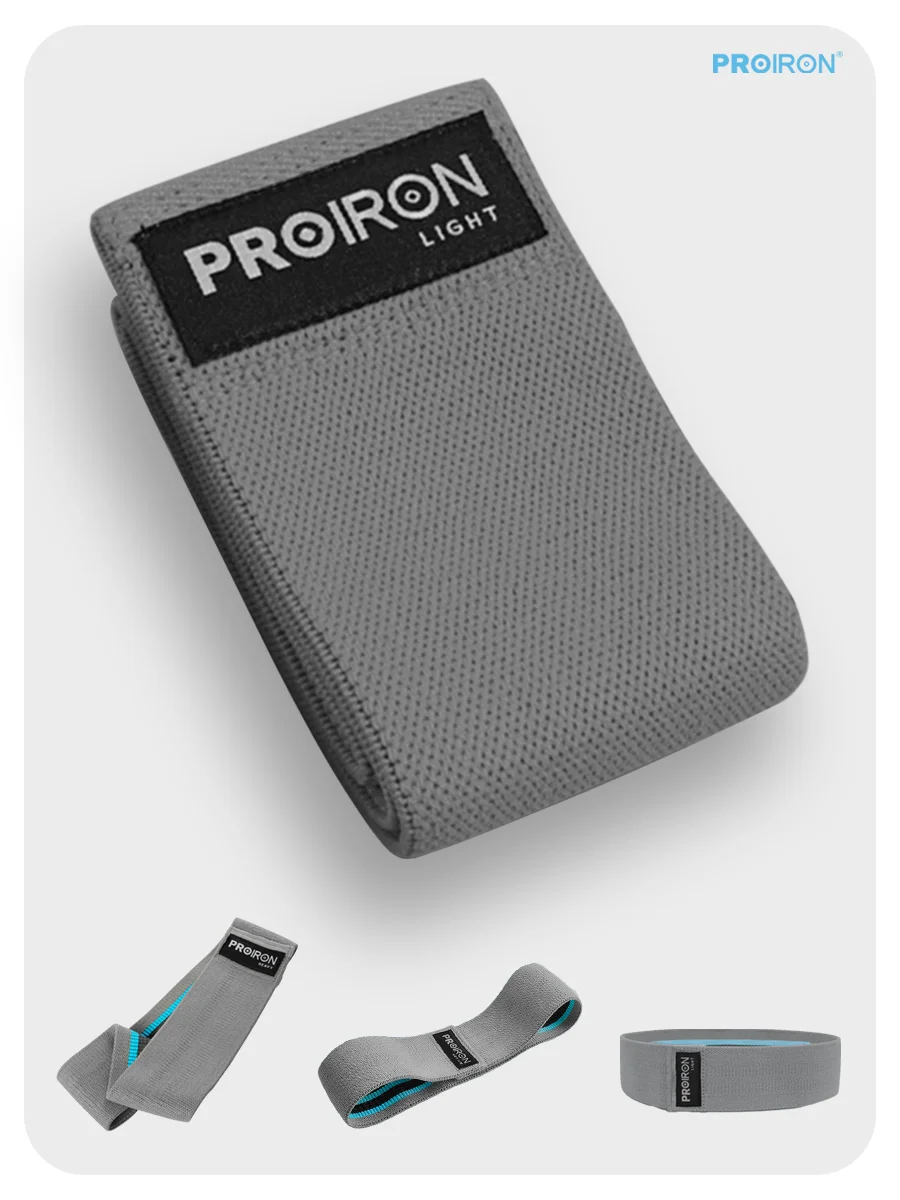 Резинка для фитнеса, PROIRON, ленточная, тканевая, 76х8 см, 18-22 кг, серая