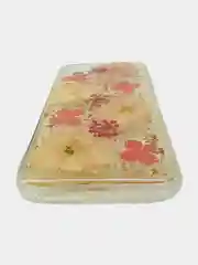 Кораллово-розовый чехол с принтом и блёстками для iPhone 7 / 8 / X