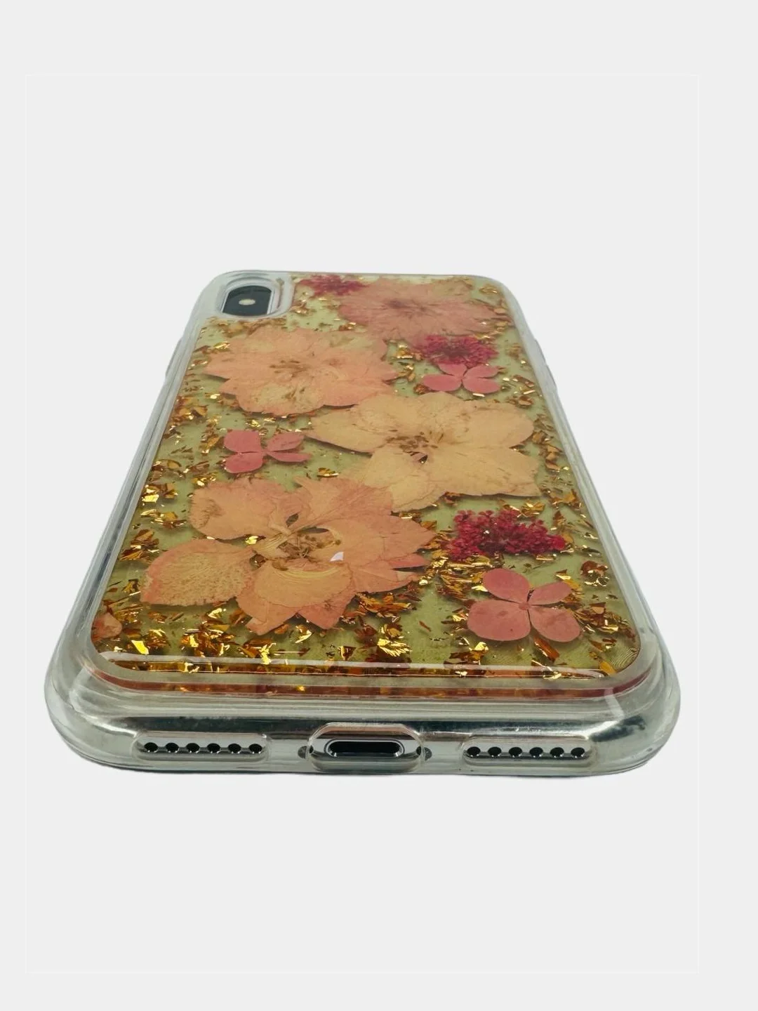 Розовый чехол с принтом и блёстками для iPhone 7 / 8 / X