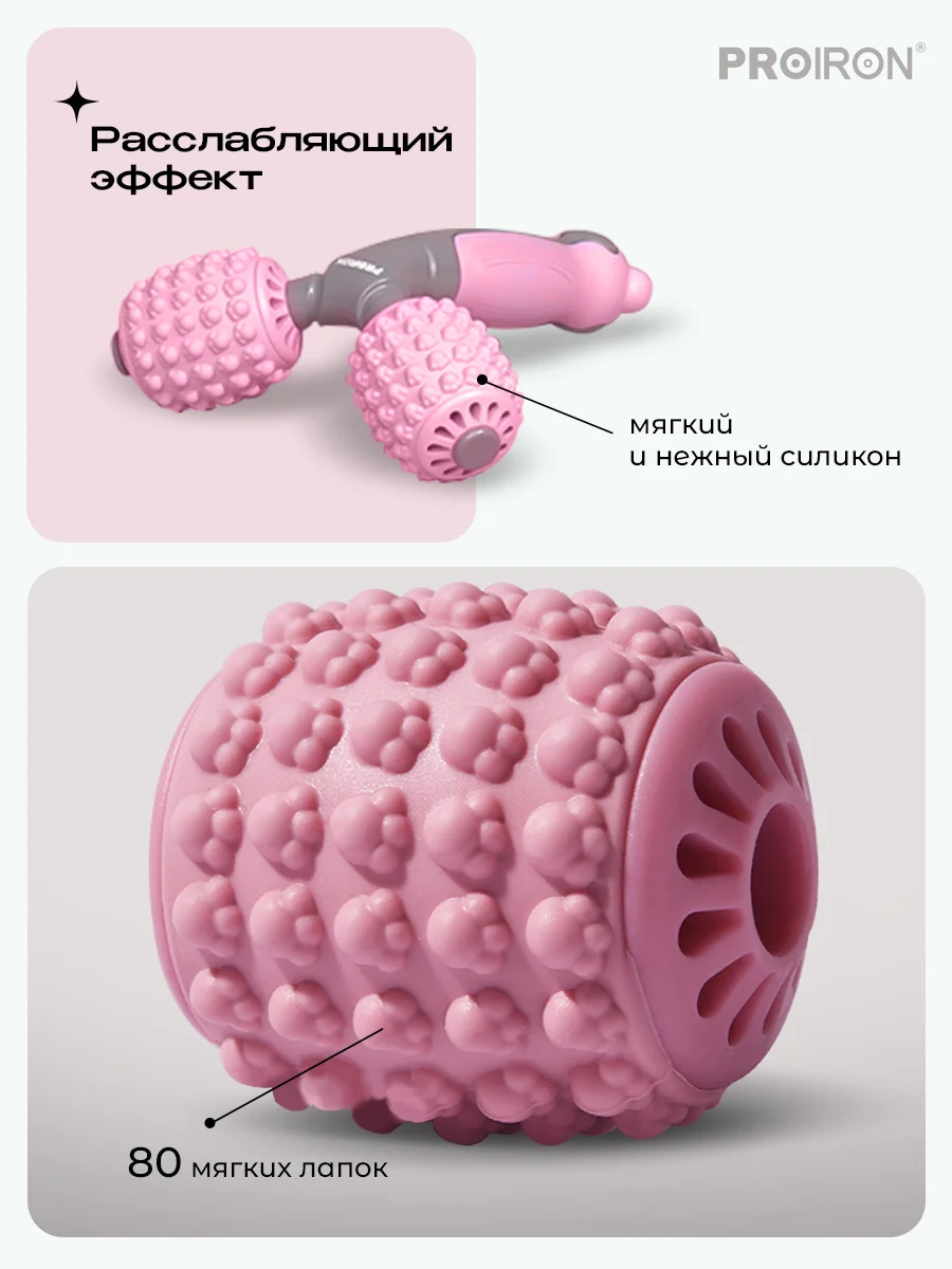 Массажер для шеи и плеч, для тела, PROIRON, набор 2 шт., серо-розовый