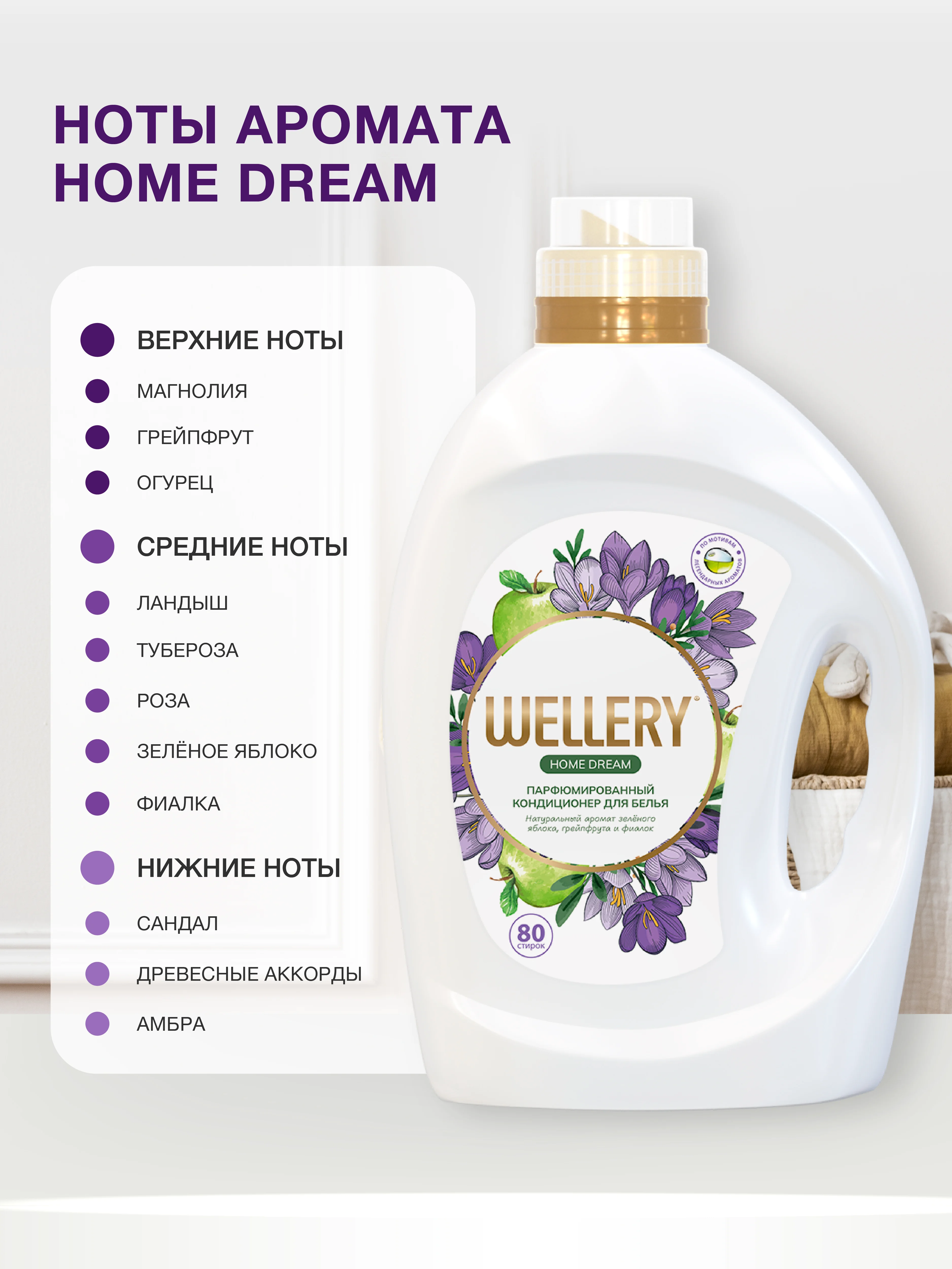 Кондиционер для белья Wellery Home Dream парфюмированный, 2000 мл