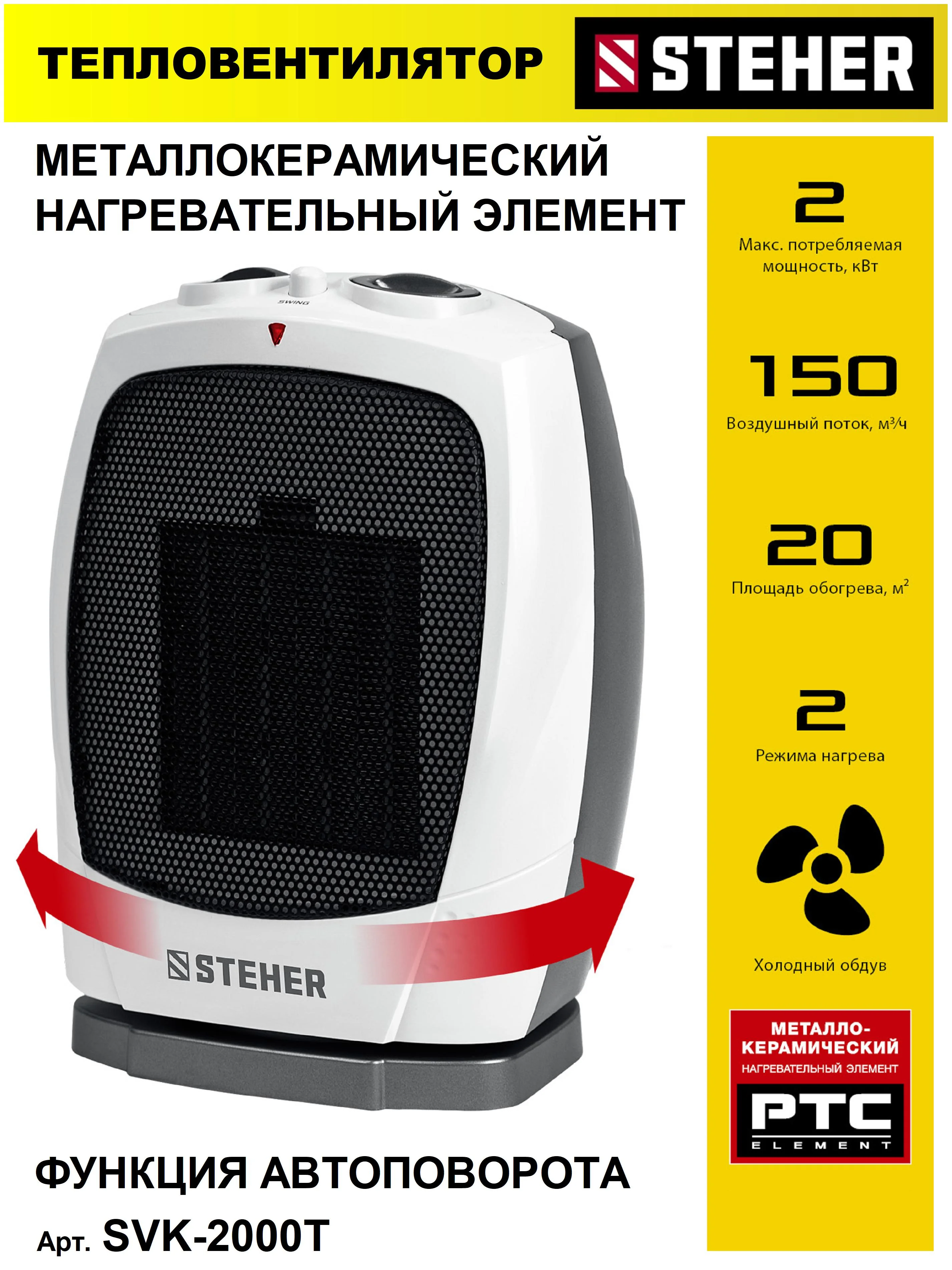 Зеленый тепловентилятор STEHER 2 кВт (SVE-2000, SVK-2000, SVK-2000T) тепловая пушка, обогреватель
