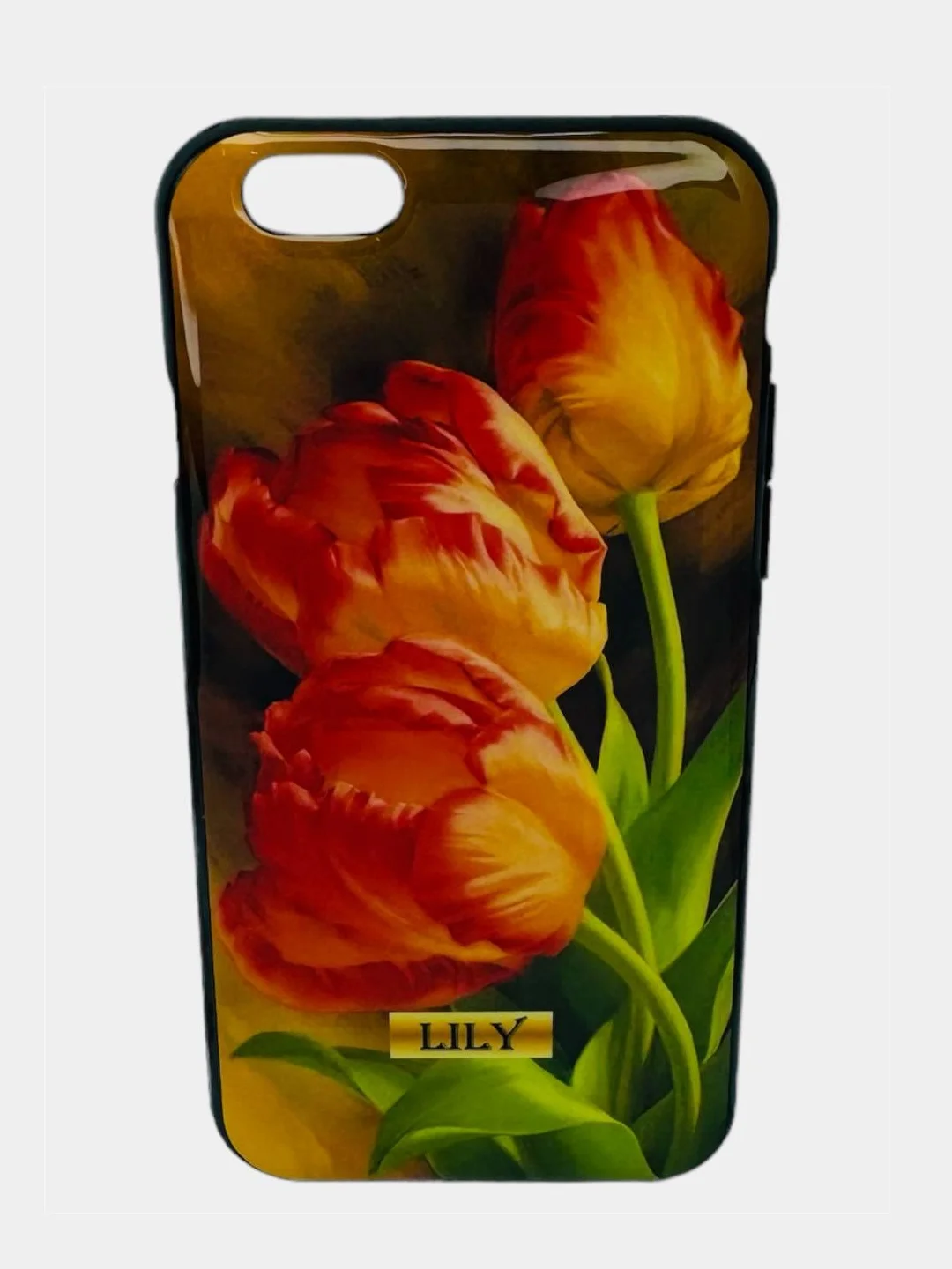 Оранжевый чехол с принтом " LILY" для iPhone 6 / 6S