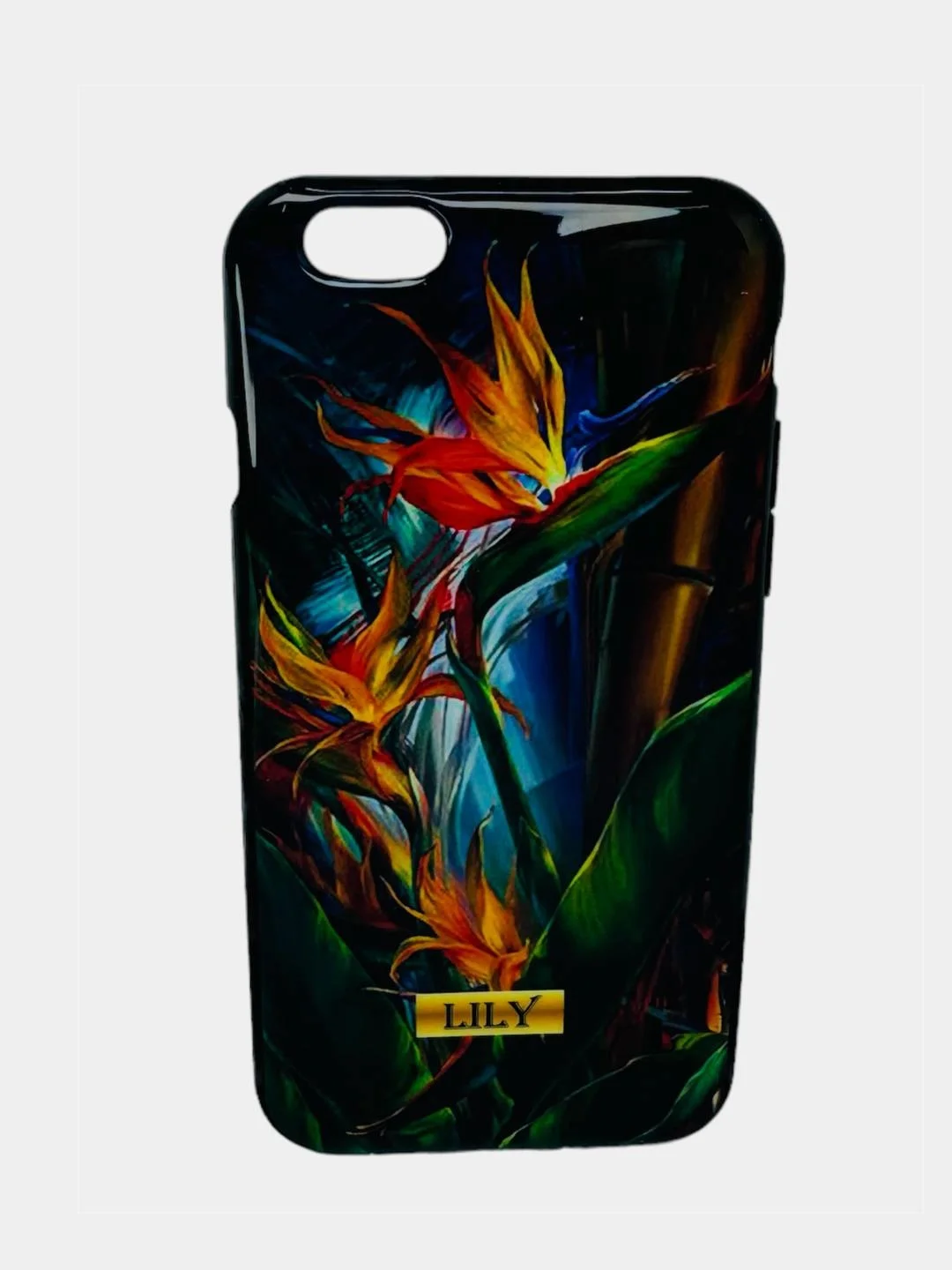Синий чехол с принтом " LILY" для iPhone 6 / 6S
