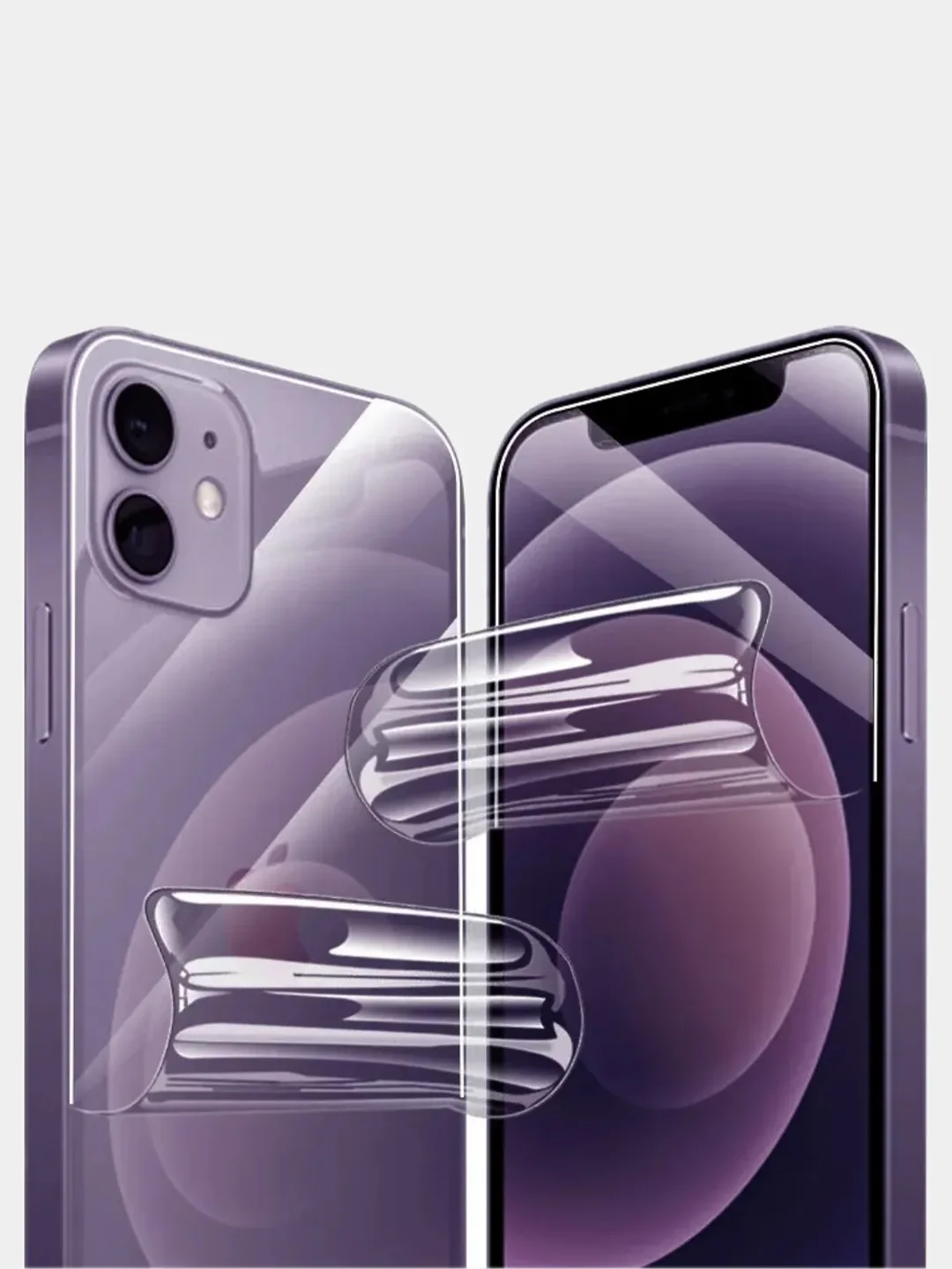Комплект Гидрогелевая плёнка задняя и передняя iPhone 12, 13, 14, 15, Mini, Pro, Max, Plus