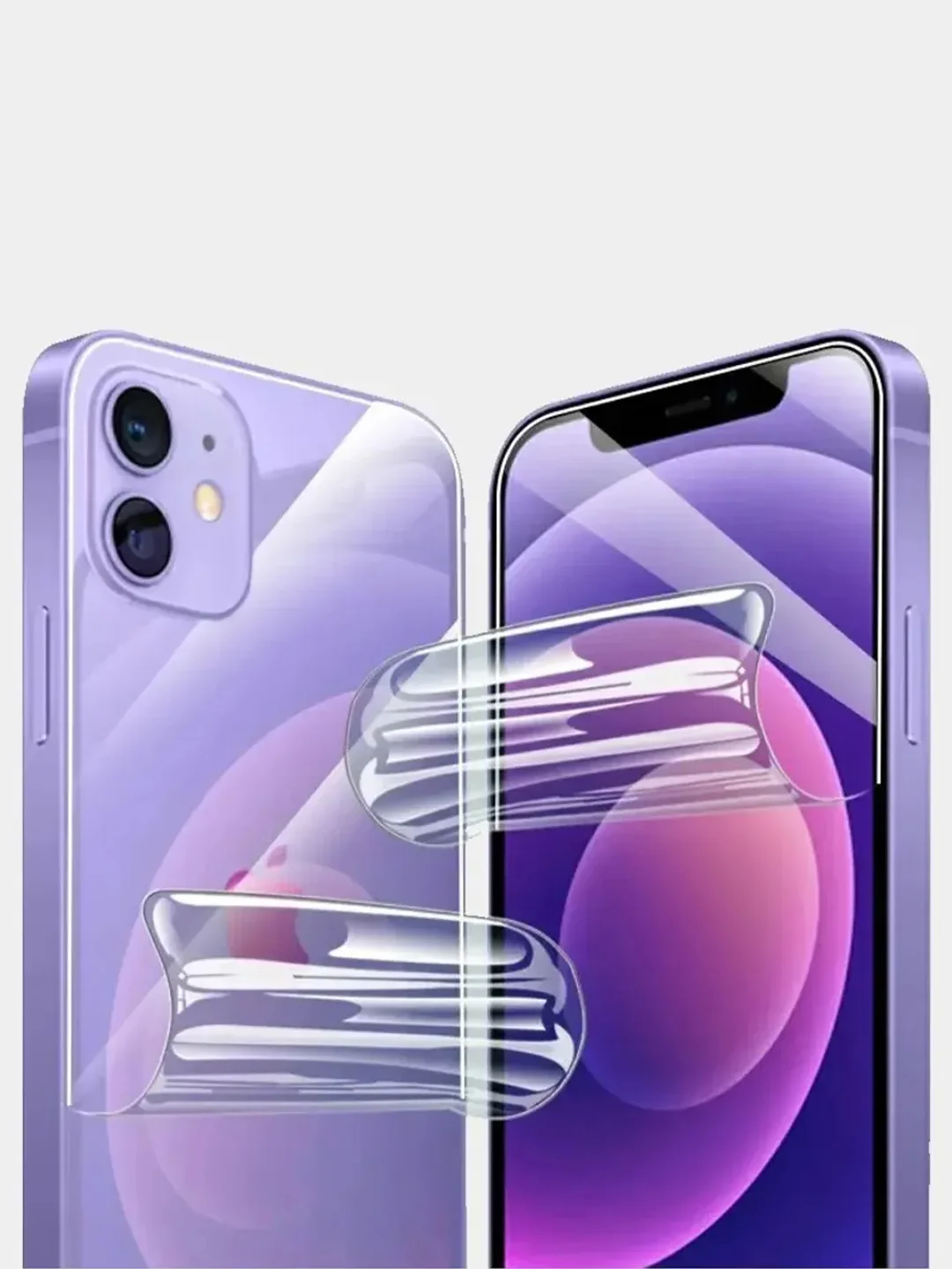 Комплект Гидрогелевая плёнка задняя и передняя iPhone 12, 13, 14, 15, Mini, Pro, Max, Plus