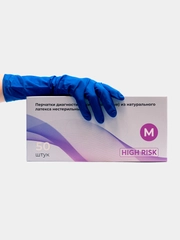 Перчатки Top Glove High Risk особо прочные латекс. неопудренные, текстурные, M, 50 шт, 16г