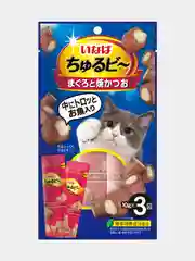 Лакомство для кошек Inaba Churu Bee Трубочки, Тунец Магуро и тунец Кацуо, 10г*3 шт
