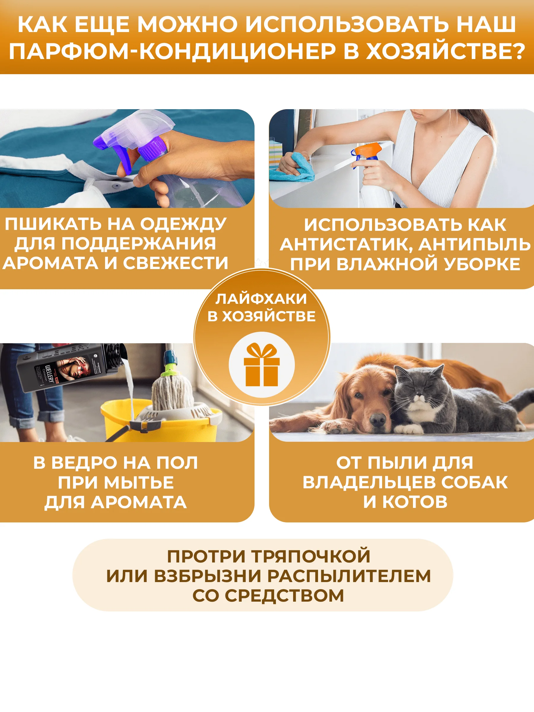 Кондиционер для белья парфюмированный Wellery Collection Gold аромат кофе и апельсина