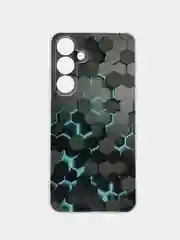 Бирюзовый чехол на Samsung Galaxy S24 FE 5G / Самсунг S24 FE прозрачный, с принтом, защита камеры