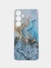 Голубой чехол на Samsung Galaxy S24 FE 5G / Самсунг S24 FE прозрачный, с принтом, защита камеры
