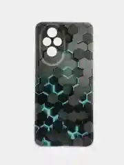 Бирюзовый силиконовый чехол на Honor 200 / Хонор 200 прозрачный, с принтом, защита камеры