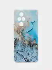 Голубой силиконовый чехол на Honor 200 Pro / Хонор 200 Про прозрачный, с принтом, защита камеры