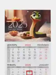Календарь настенный квартальный отрывной 2025 Brauberg Милая змейка, 116115