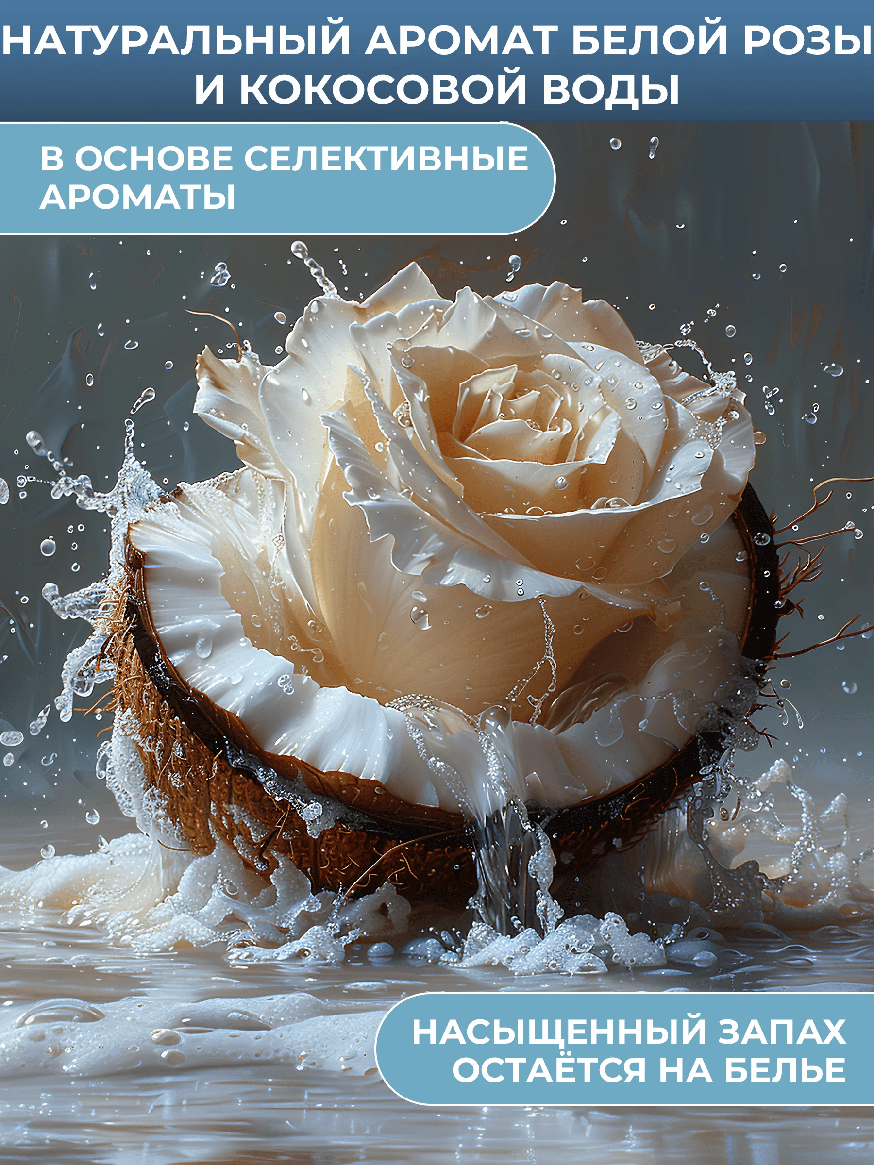 Кондиционер для белья парфюмированный Wellery Collection Blue, белая роза и кокосовая вода
