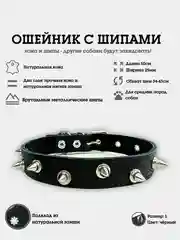 Черный ошейник с шипами из натуральной кожи и замши, для собак