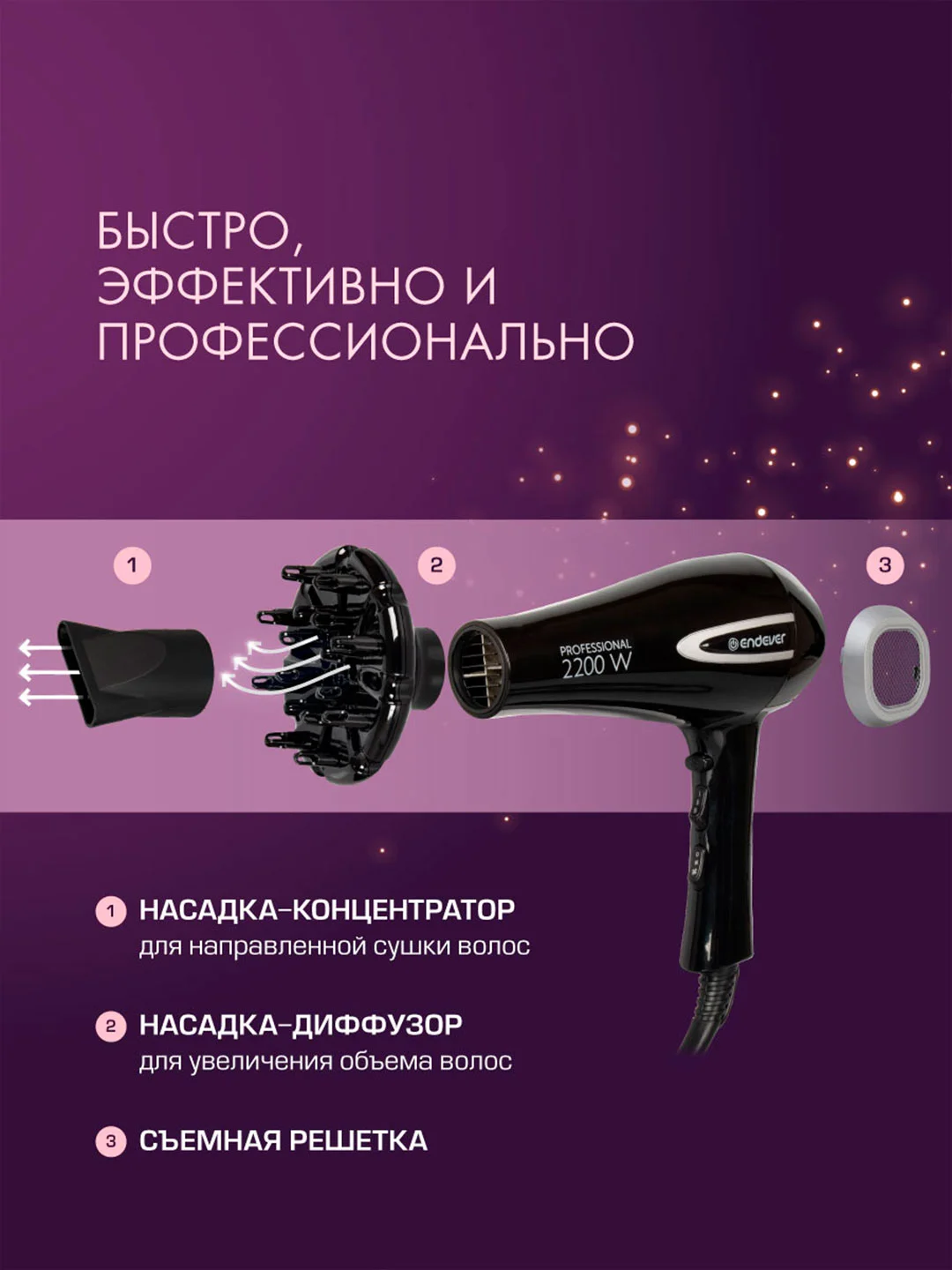 Фен для волос ENDEVER AURORA-474