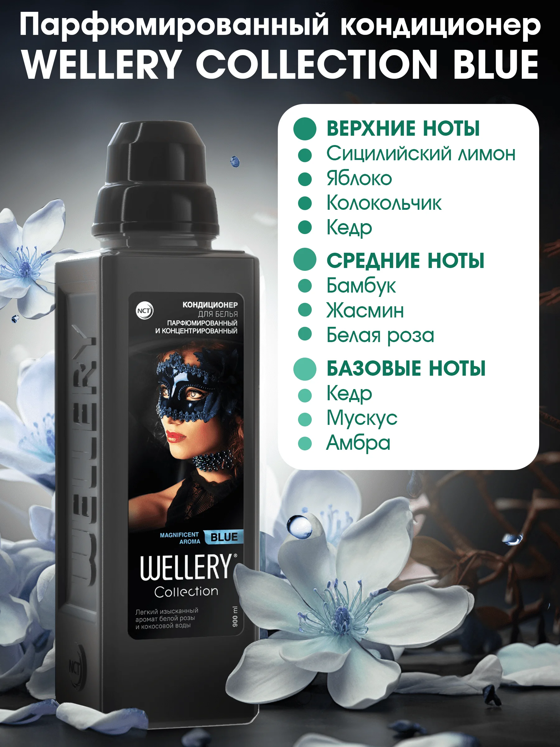Кондиционер для белья парфюмированный Wellery Collection ассорти, набор 4 шт