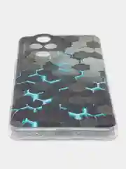 Бирюзовый силиконовый чехол на Honor 200 Pro / Хонор 200 Про прозрачный, с принтом, защита камеры