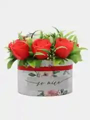 Красный букет из мыла,мыльных роз,подарочный набор, подарок учителю, коллеге