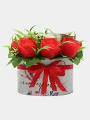 Красный букет из мыла,мыльных роз,подарочный набор, подарок учителю, коллеге