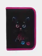 Пенал школьный для девочки, 1 отделение, полиэстер, 21х14 см, Black Cat, Brauberg, 271529