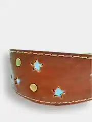 Ошейник "РЫБКА" из натуральной кожи и кожподклада, украшение "Светоотражающие звёздочки"