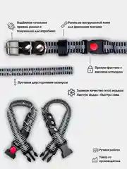 Серый ошейник для собак нейлоновый "Зебра", с пластиковой пряжкой, фастекc