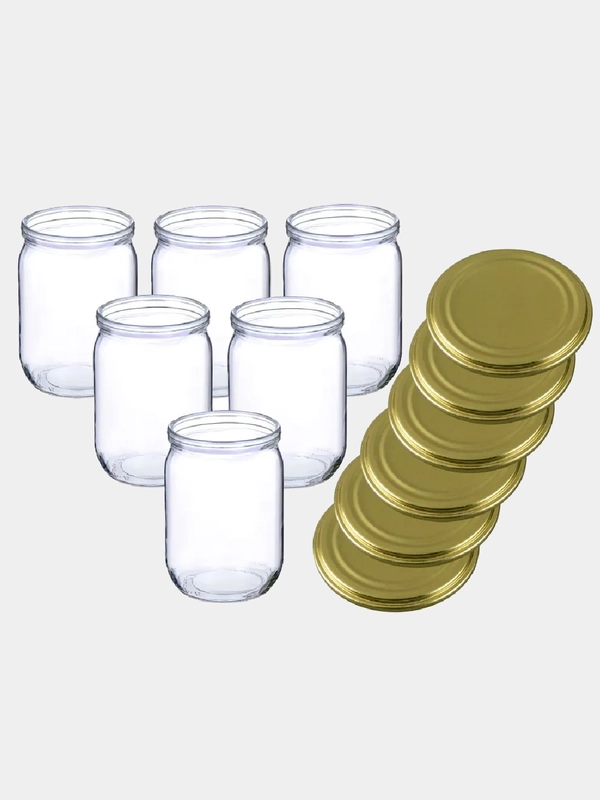 Банка стеклянная СКО 0.5 л - 6 шт, 10 крышек СКО 1-82 (жесть)