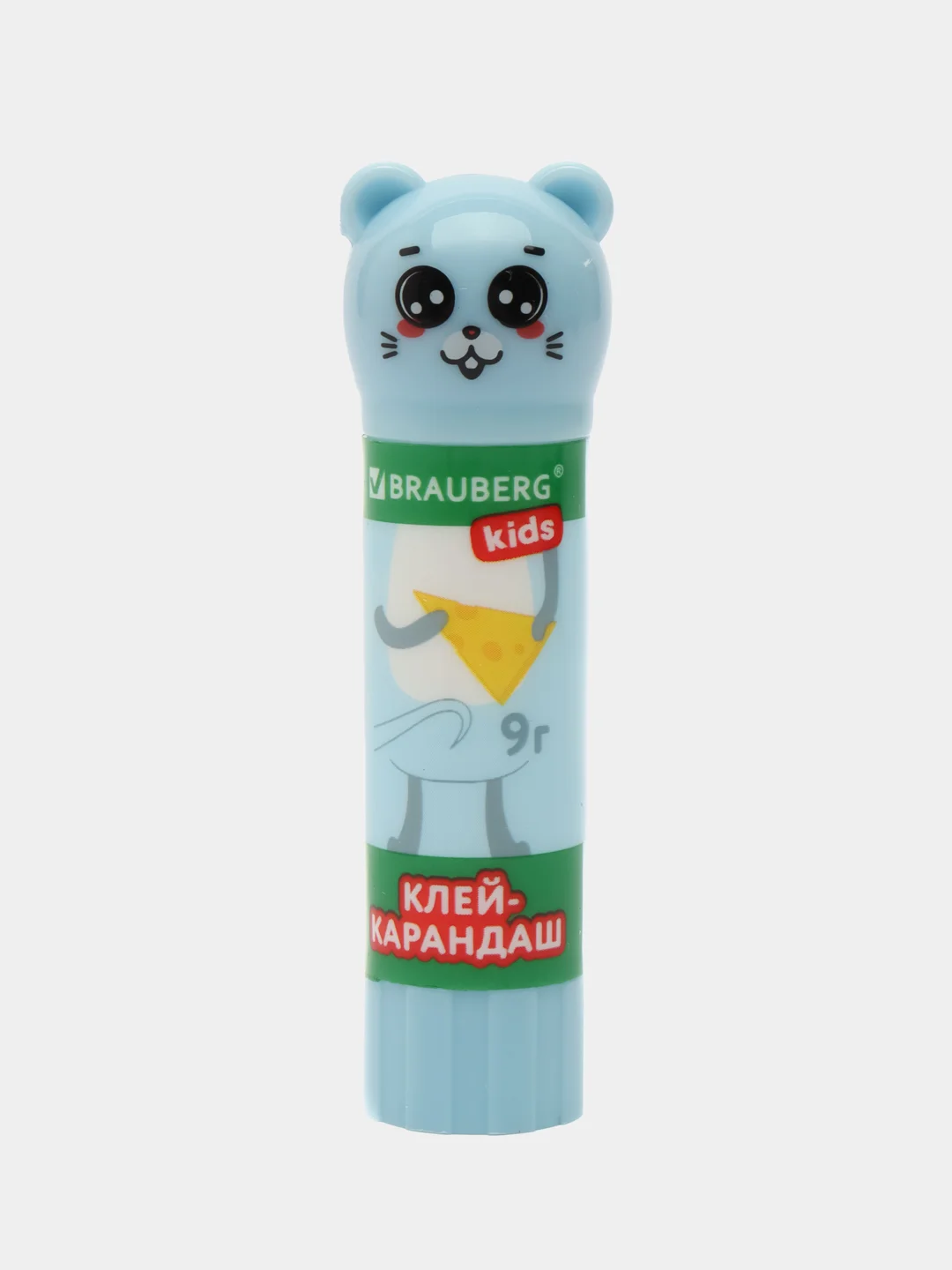 Клей-карандаш Зверята: хрюшка, тигр, панда, 9 г, фигурный колпачок, 3 шуки, Brauberg Kids