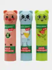Клей-карандаш Зверята: хрюшка, тигр, панда, 9 г, фигурный колпачок, 3 шуки, Brauberg Kids
