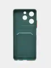 Тёмно-зелёный чехол на Tecno Spark 20 Pro / 20S Pro (Техно Спарк 20 Про/20S Про) с карманом для карт