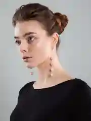 Длинные серьги асимметричные с кварцем