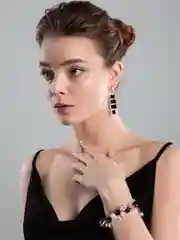 Браслет розовый кварц оникс