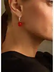 Красные серьги с кварцем