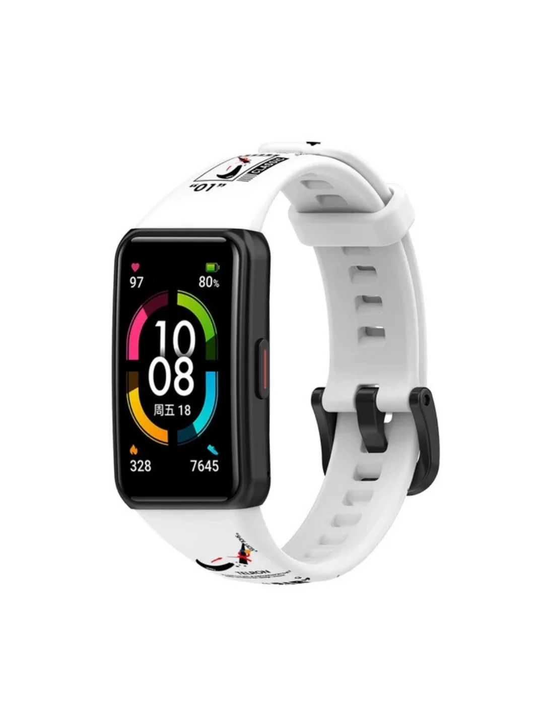 Белый силиконовый ремешок для Honor / Huawei Band 6, камуфляж, с принтом Nike Найк