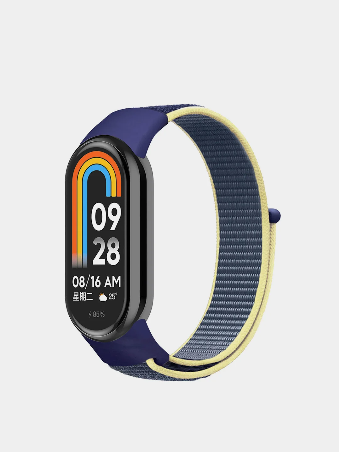 Голубой ремешок нейлоновый на липучке для Xiaomi Mi Band 8 / Mi Band 9