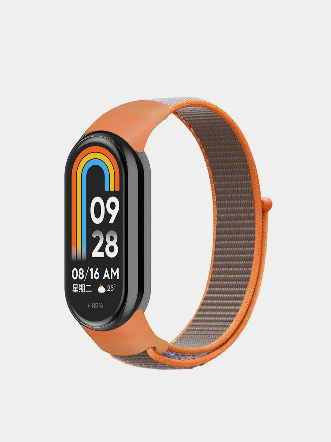 Оранжевый ремешок нейлоновый на липучке для Xiaomi Mi Band 8 / Mi Band 9