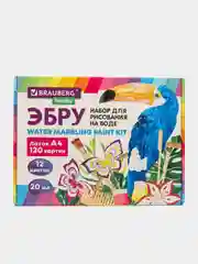 Набор для рисования на воде эбру Brauberg Hobby, 665356, 12 цветов, 120 картин, лоток А4