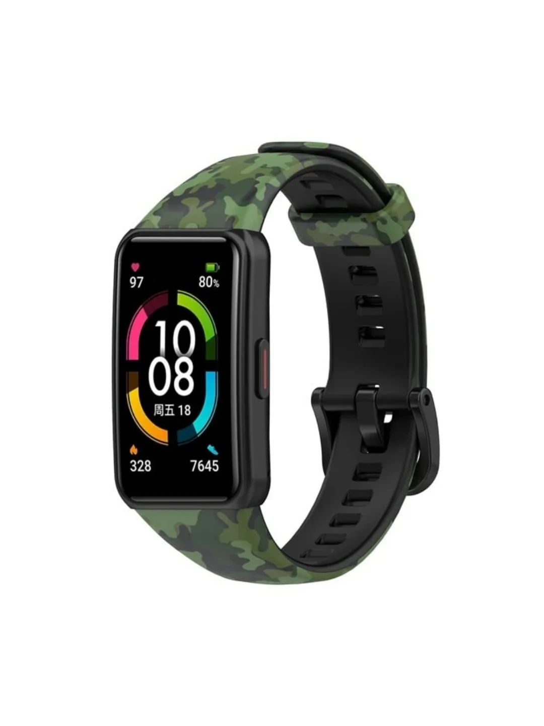 Зеленый силиконовый ремешок для Honor / Huawei Band 6, камуфляж, с принтом Nike Найк