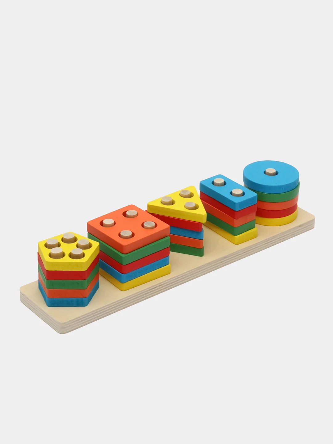 Сортер Brauberg Kids, 665259, для малышей, пирамидка, 5 фигур, развивающие игрушки, дерево