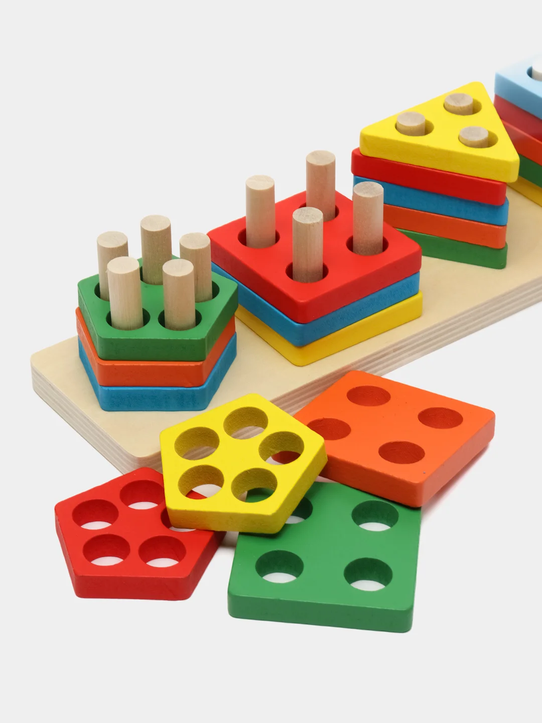 Сортер Brauberg Kids, 665259, для малышей, пирамидка, 5 фигур, развивающие игрушки, дерево