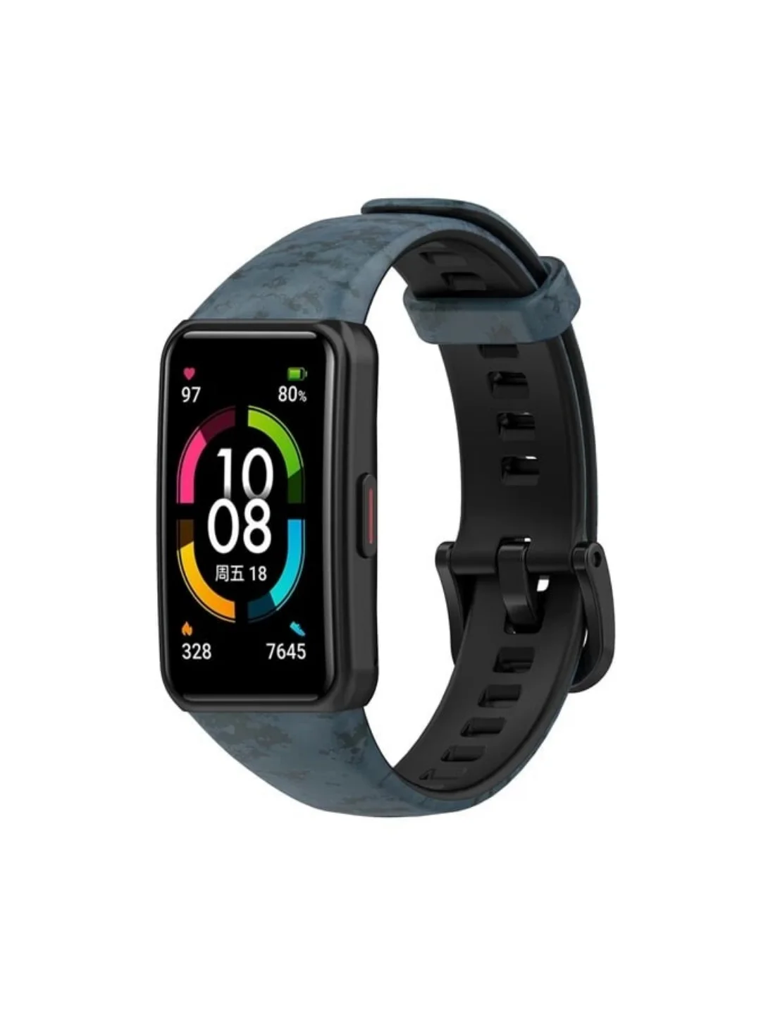 Синий силиконовый ремешок для Honor / Huawei Band 6, камуфляж, с принтом Nike Найк