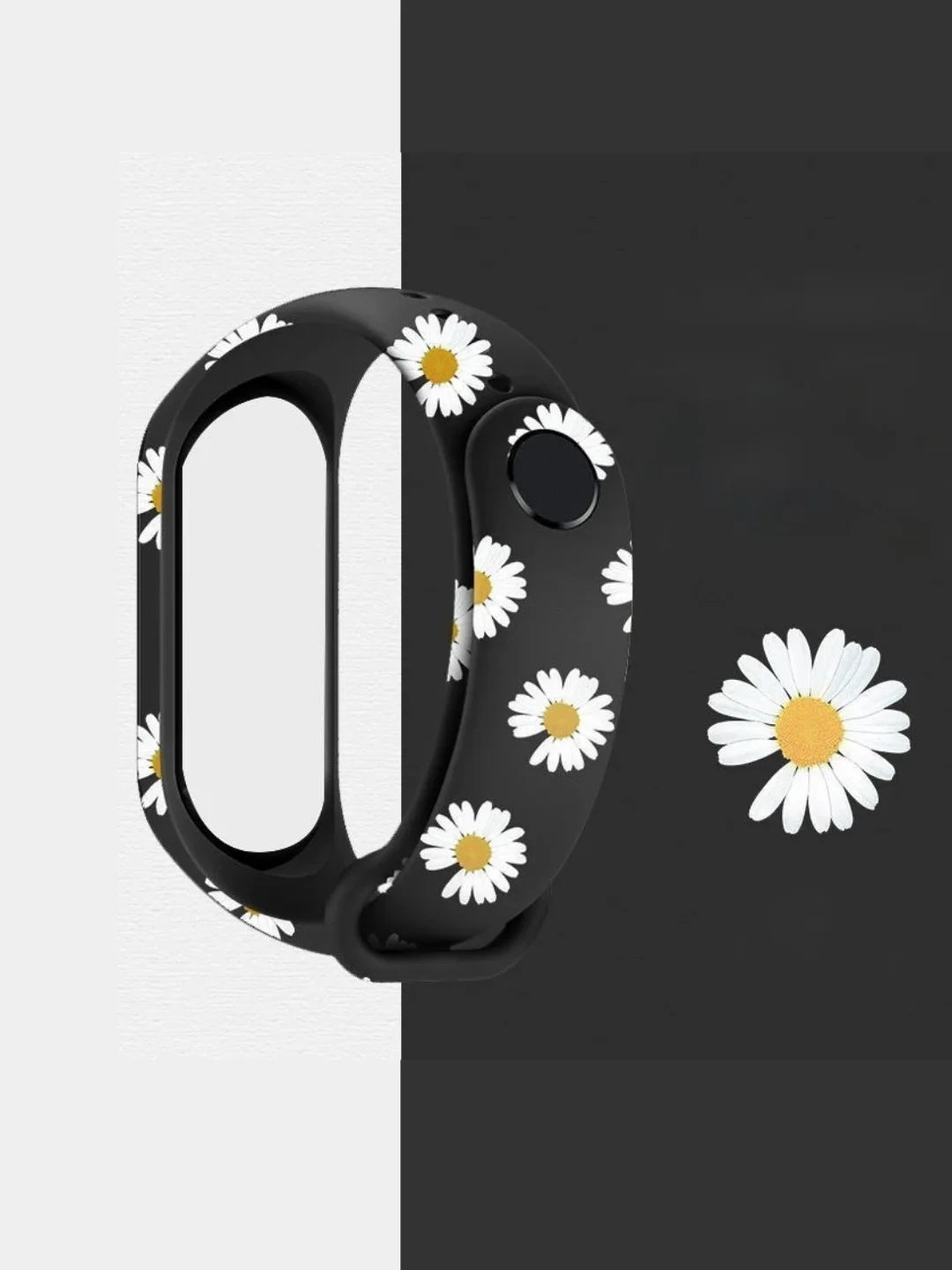 Серый силиконовый ремешок с принтом для Xiaomi Mi Band 7 / 3 / 4 / 5 / 6