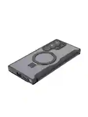 Черный чехол-книжка MagSafe для Samsung Galaxy S24, S24+, S24 Ultra из экокожи BROSCORP с кольцом