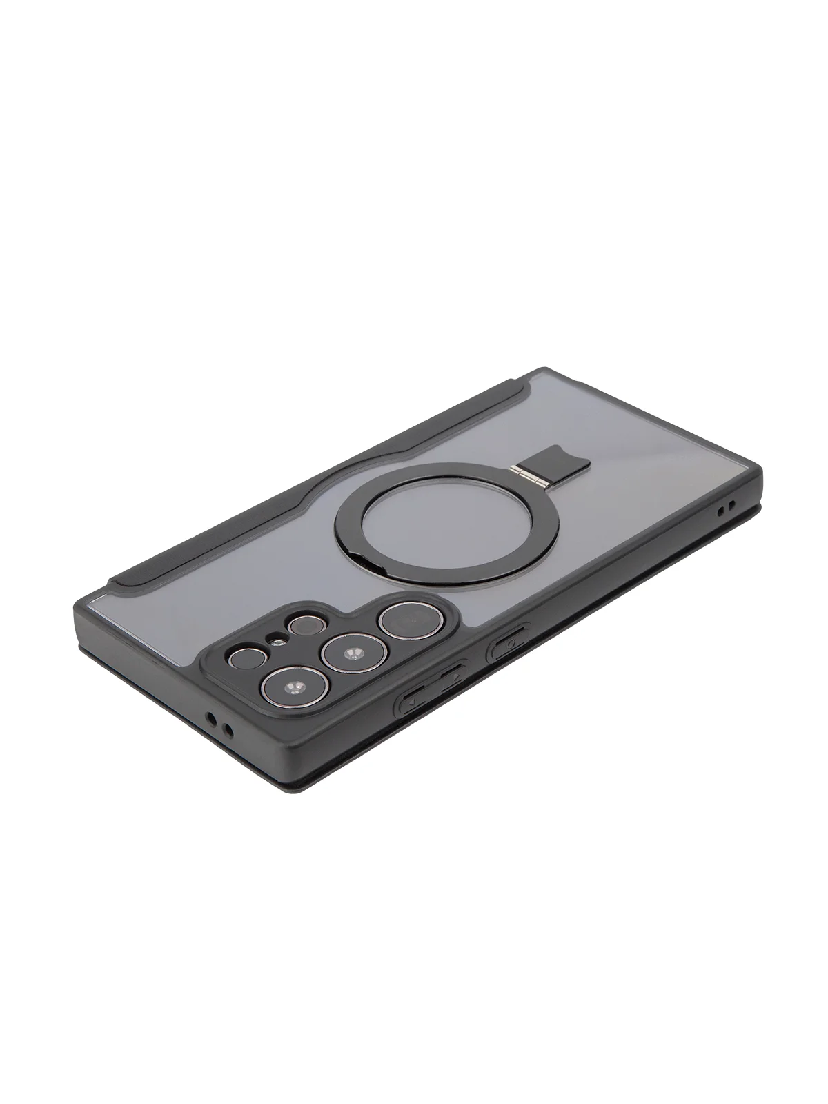Черный чехол-книжка MagSafe для Samsung Galaxy S24, S24+, S24 Ultra из экокожи BROSCORP с кольцом