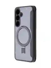 Черный чехол-книжка MagSafe для Samsung Galaxy S24, S24+, S24 Ultra из экокожи BROSCORP с кольцом