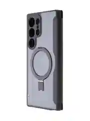 Черный чехол-книжка MagSafe для Samsung Galaxy S24, S24+, S24 Ultra из экокожи BROSCORP с кольцом
